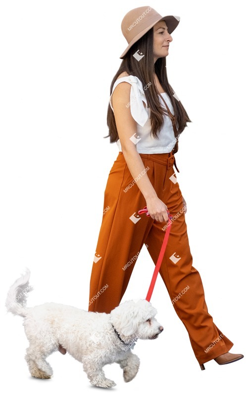 Woman walking the dog human png (11374)