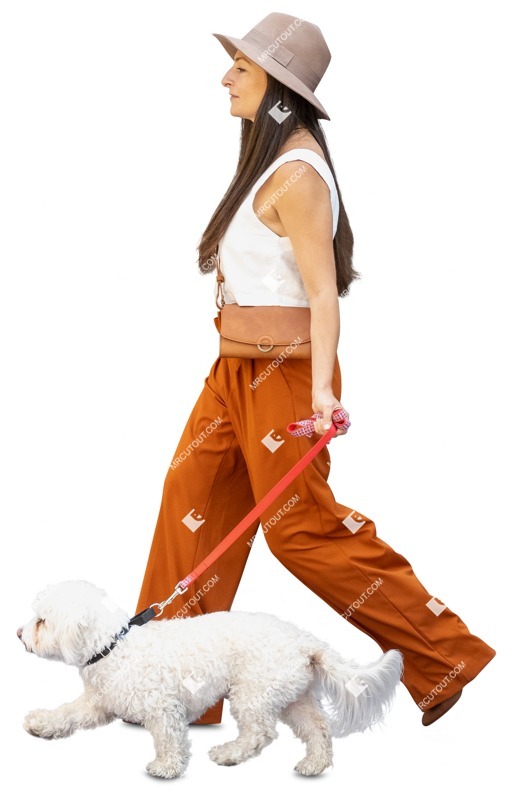 Woman walking the dog human png (11373)