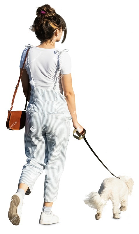 Woman walking the dog people png (12273)