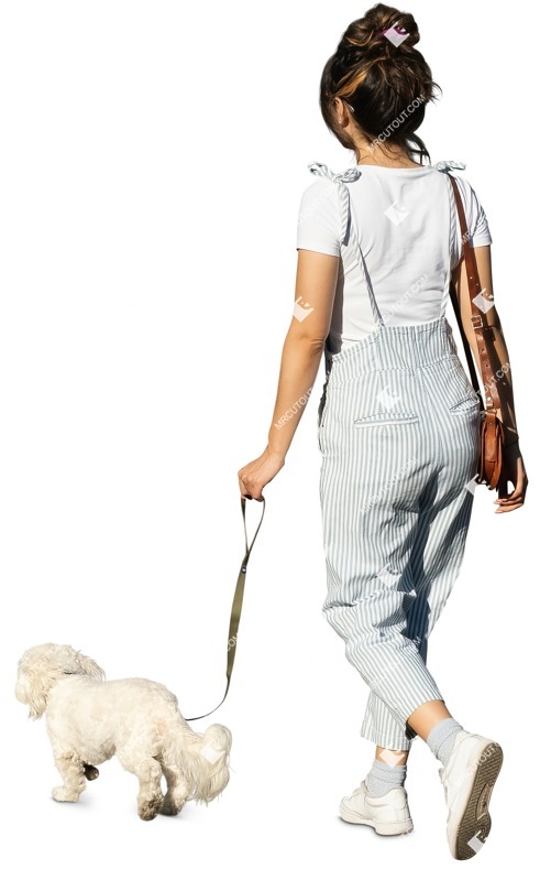 Woman walking the dog people png (12272)