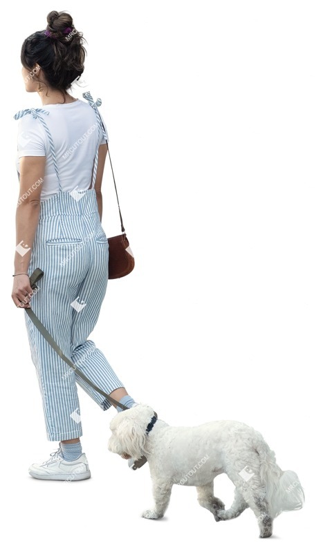 Woman walking the dog people png (12270)