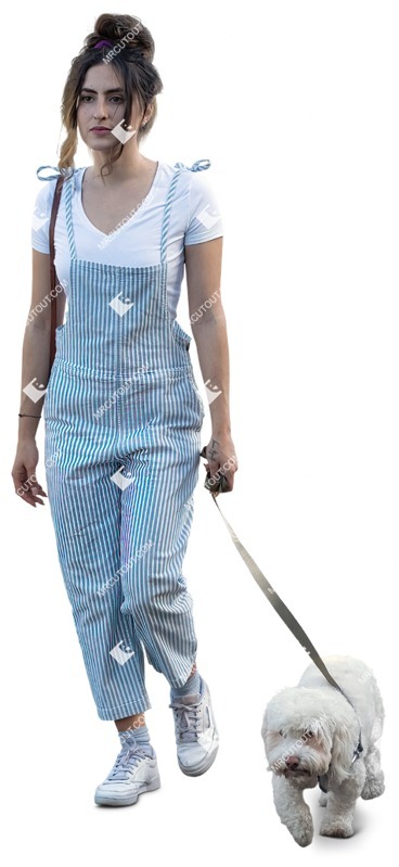 Woman walking the dog people png (12267)