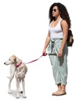 Woman walking the dog human png (14939) | MrCutout.com - miniature