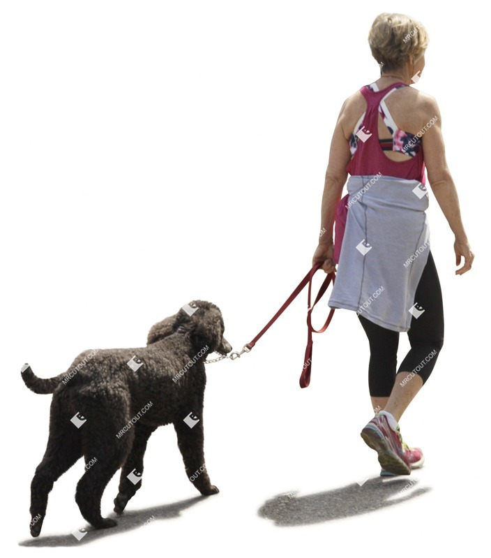 Woman walking the dog people png (1570)