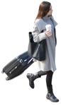 Woman with a baggage drinking coffee people png (10821) - miniature