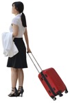 Woman with a baggage standing people png (7825) - miniature