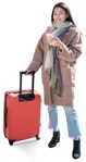 Woman with a baggage standing people png (9708) - miniature
