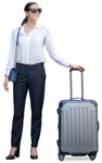 Woman with a baggage standing people png (10632) | MrCutout.com - miniature