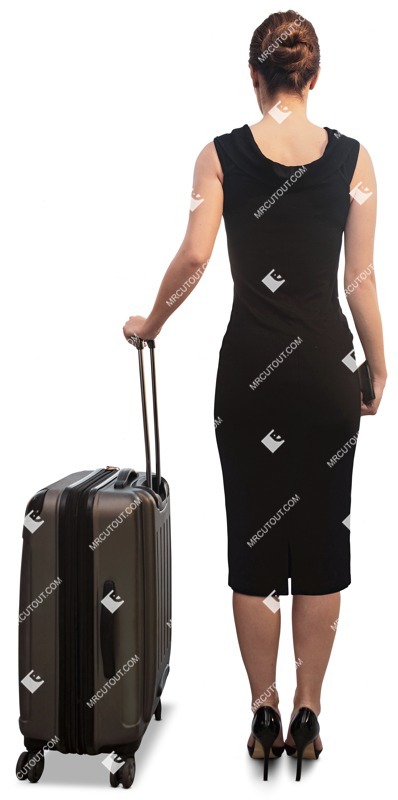 Woman with a baggage standing entourage people (11769)