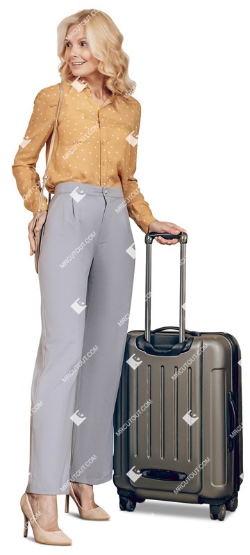 Woman with a baggage standing person png (12960)