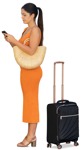 Woman with a baggage standing people png (13333) - miniature