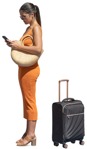 Woman with a baggage standing person png (13365) | MrCutout.com - miniature