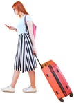 Woman with a baggage walking cut out pictures (4780) - miniature
