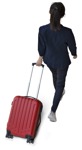 Woman with a baggage walking entourage people (8255) - miniature