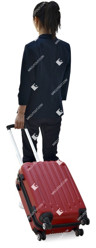 Woman with a baggage walking entourage people (7993)