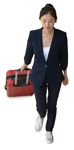 Woman with a baggage walking entourage people (8258) - miniature
