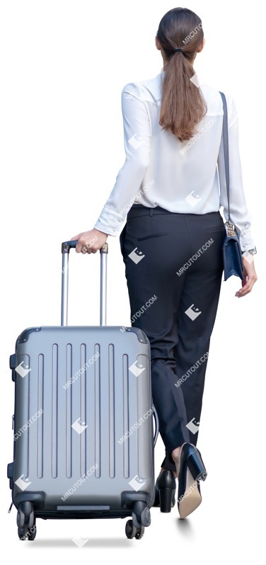 Woman with a baggage walking people png (10551)