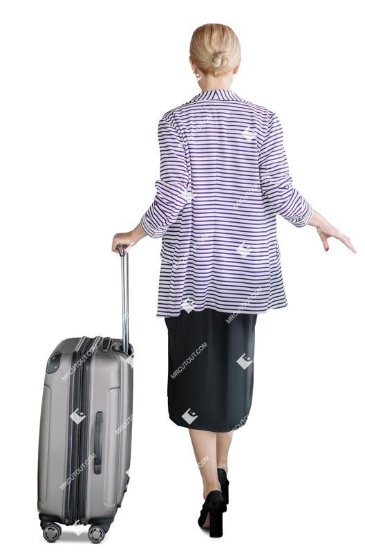 Woman with a baggage walking people png (11803)