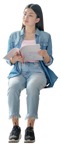 Woman with a book cut out pictures (9909) - miniature