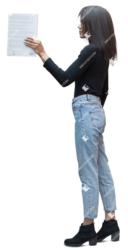 Woman with a book person png (13227)