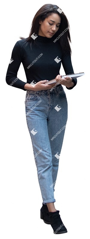 Woman with a book walking person png (11631)