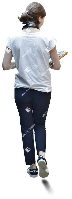Woman with a book walking human png (7029)