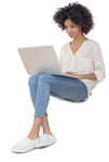 Woman with a computer png people (11351) - miniature