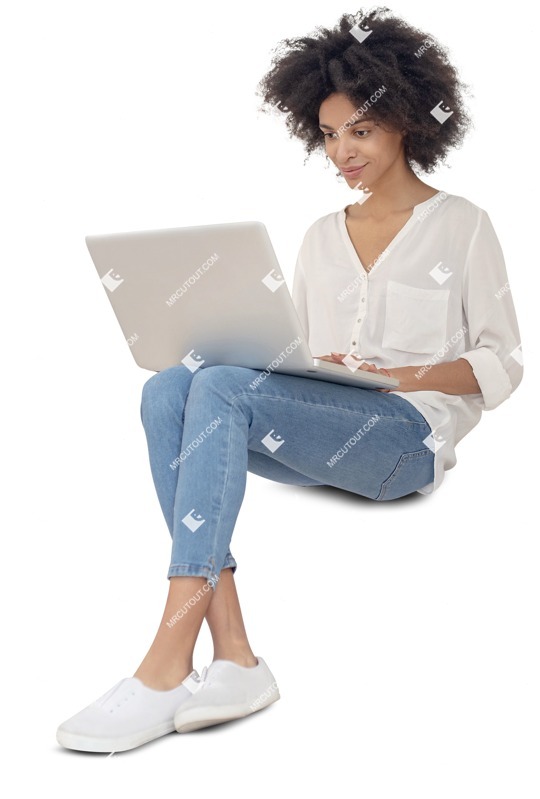 Woman with a computer png people (10491)