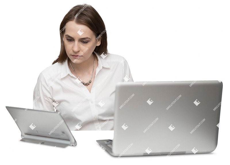Woman with a computer people png (13917)