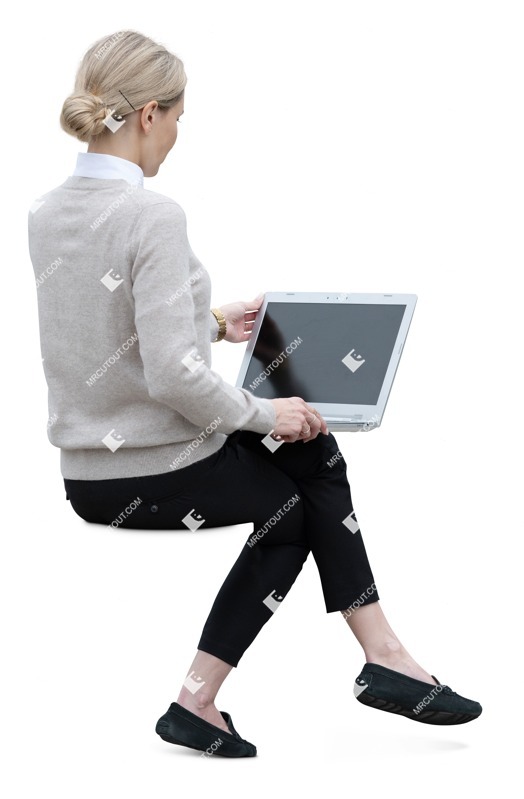 Woman with a computer people png (18905)