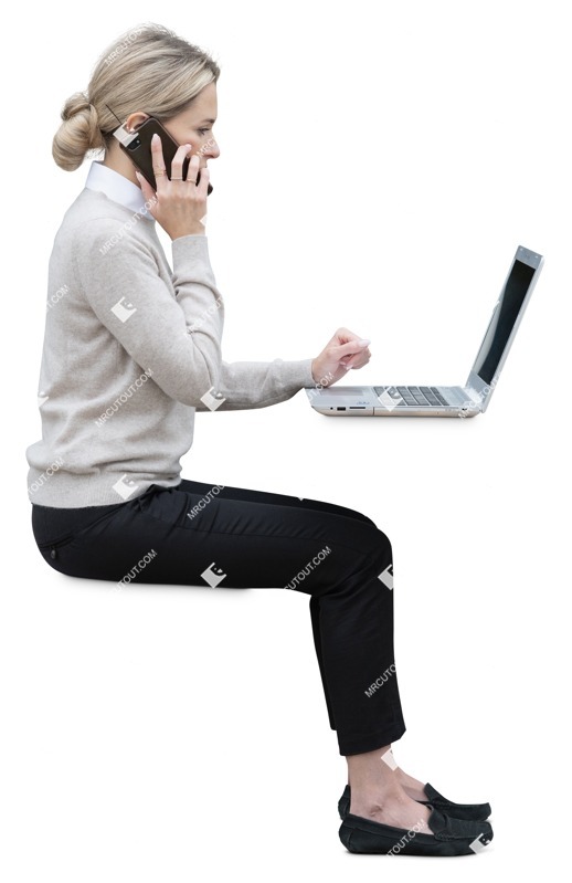 Woman with a computer people png (19372)