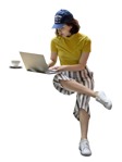 Woman with a computer drinking coffee human png (6843) - miniature