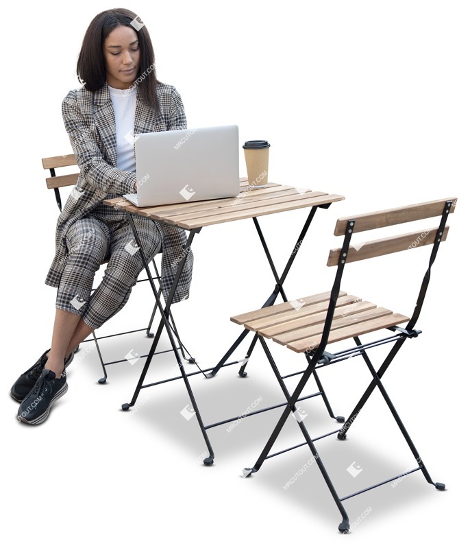Woman with a computer drinking coffee photoshop people (12433)