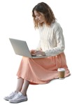 Woman with a computer drinking coffee person png (14363) | MrCutout.com - miniature
