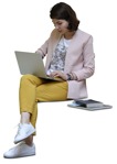 Woman with a computer learning people png (7030) - miniature