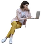 Woman with a computer learning people png (7031) - miniature