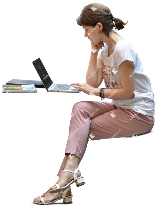 Woman with a computer learning human png (7085)