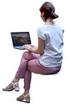 Woman with a computer learning people png (7033) - miniature