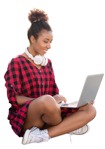 Woman with a computer learning people png (7365) - miniature