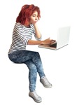 Woman with a computer learning human png (8443) - miniature