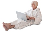 Woman with a computer lying people png (12821) - miniature