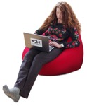Cut out Woman With A Computer Sitting 0001 | MrCutout.com - miniature