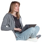 Woman with a computer sitting people png (3091) - miniature