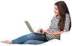 Woman with a computer sitting people png (2930) - miniature