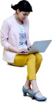 Woman with a computer sitting people png (6691) - miniature
