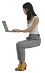 Woman with a computer sitting person png (8166) - miniature