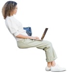 Woman with a computer sitting people png (11021) - miniature