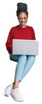 Woman with a computer sitting people png (11904) - miniature