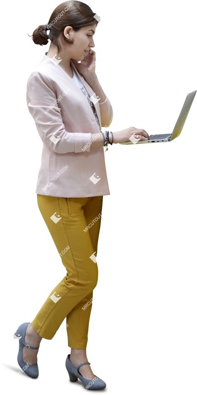 Woman with a computer standing photoshop people (6694)