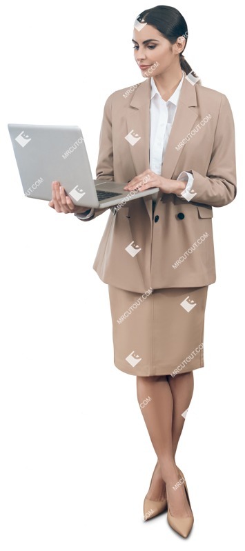 Woman with a computer standing entourage people (12059)